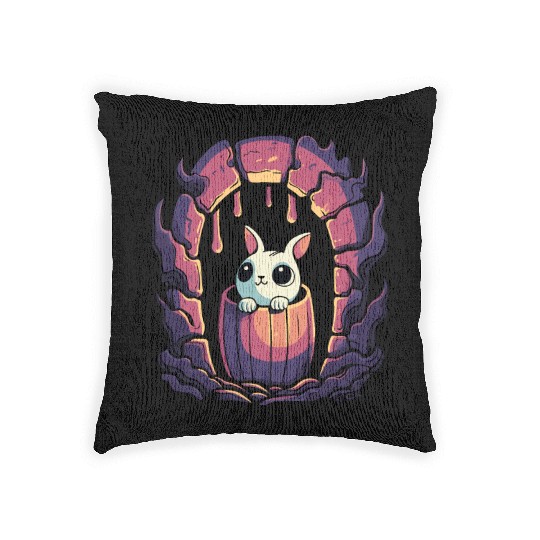 Cute Dungeon Bunny in a Barrel Woven Pillows