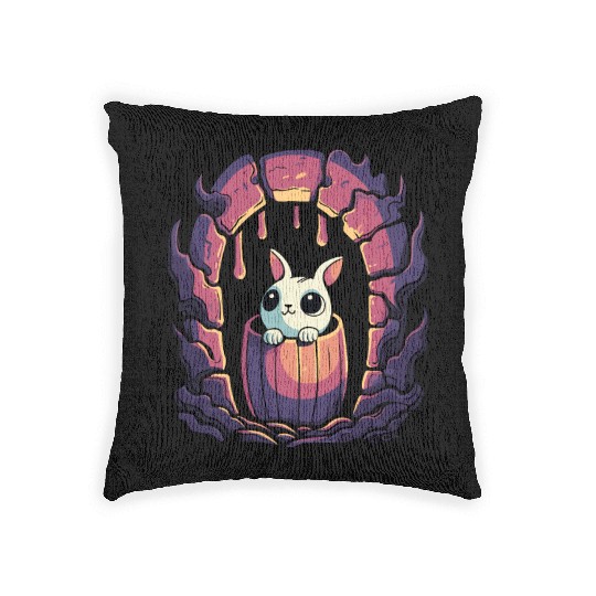 Cute Dungeon Bunny in a Barrel Woven Pillows