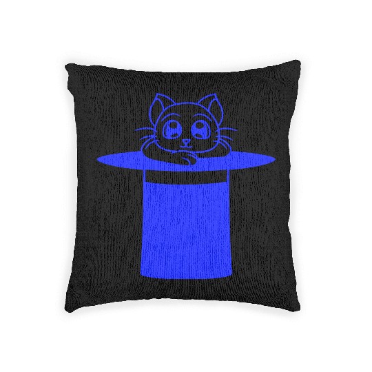 Magical Enchanted Top Hat Cylinder Wizard Cat Sir Woven Pillows