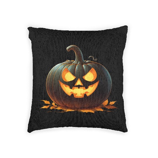 Midnight Glow: Enchanted Halloween Pumpkin Woven Pillows