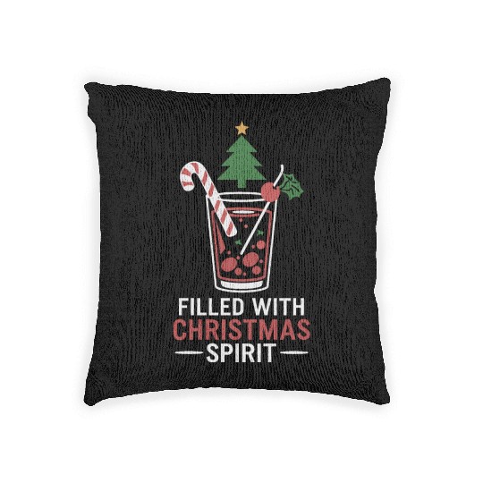 Filled With Christmas Spirit Festive Drink Design Woven Pillows