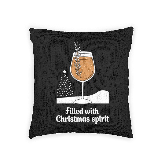 Filled with Christmas Spirit Festive Wine Glass Woven Pillows