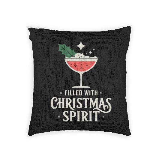 Filled With Christmas Spirit Festive Cocktail Vibe Woven Pillows