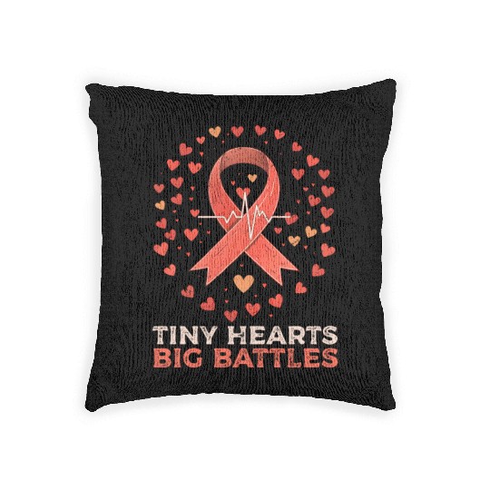 CHD Awareness Tiny Hearts, Big Battles Woven Pillows