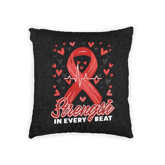 CHD Awareness Strength In Every Beat Woven Pillows