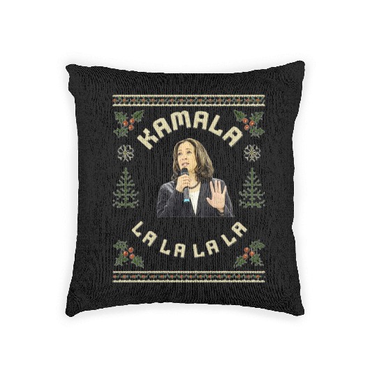 Kamala Harris singing Christmas Carol Woven Pillows