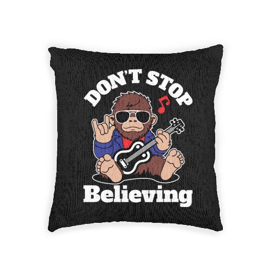 Bigfoot Playing Guitar Funny Animal Woven Pillows