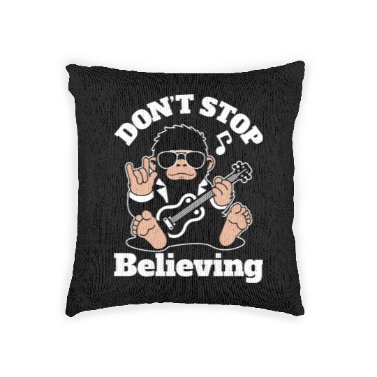 Bigfoot Playing Guitar Funny Animal Woven Pillows