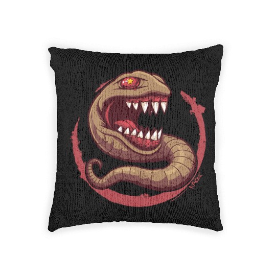 The Communist Worm: Comrade of Horror Woven Pillows