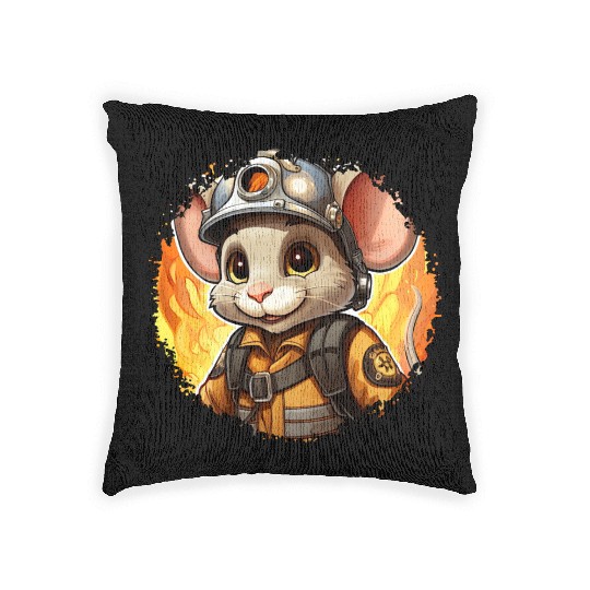 Mouse Firefighter Woven Pillows