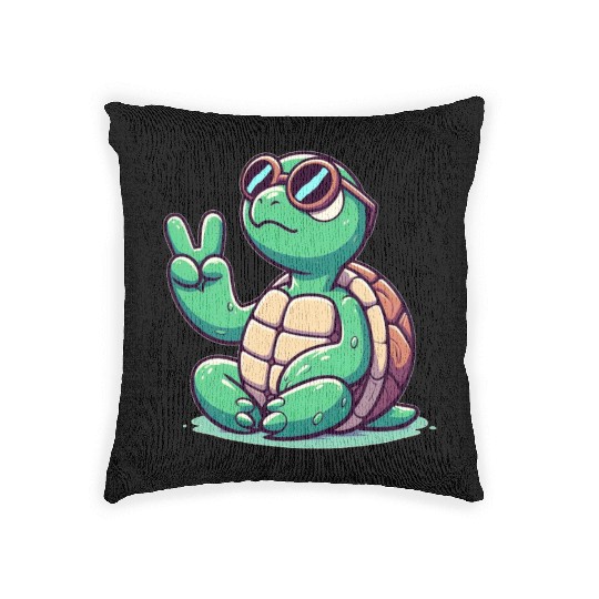 chill turtle Woven Pillows