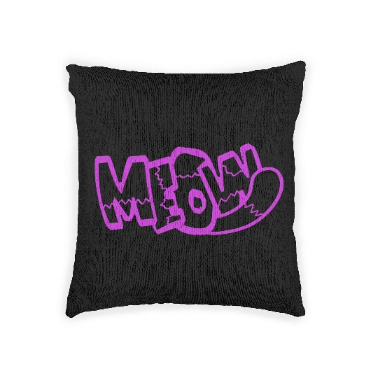 Funny Meow Cat Cartoon Text Quote Comic Letters Woven Pillows