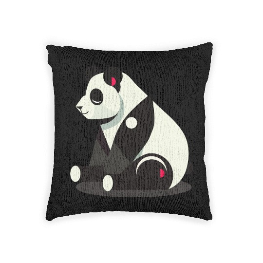 Geometric Panda - Minimalist and Cute Woven Pillows