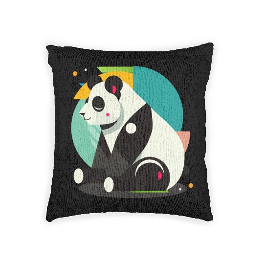 Geometric Panda - Minimalist and Cute Woven Pillows