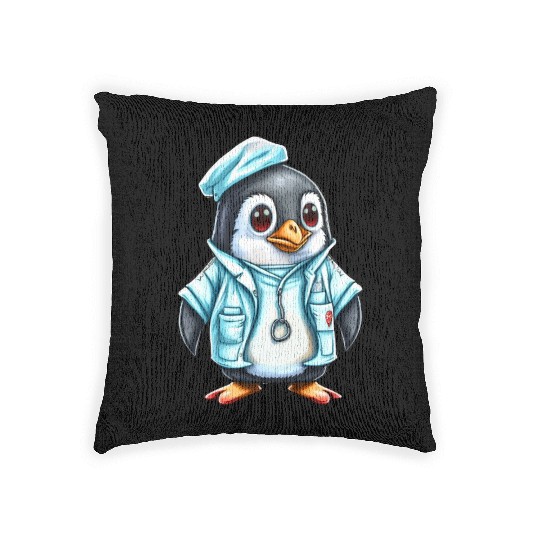 Penguin Doctor, Penguin Famila, funny penguin Woven Pillows