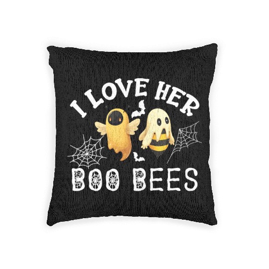 I Love Her Boo Bees Woven Pillows Funny Couples Halloween Co