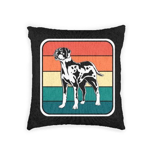 Retro Colorful Louisiana Catahoula Leopard Dog Woven Pillows