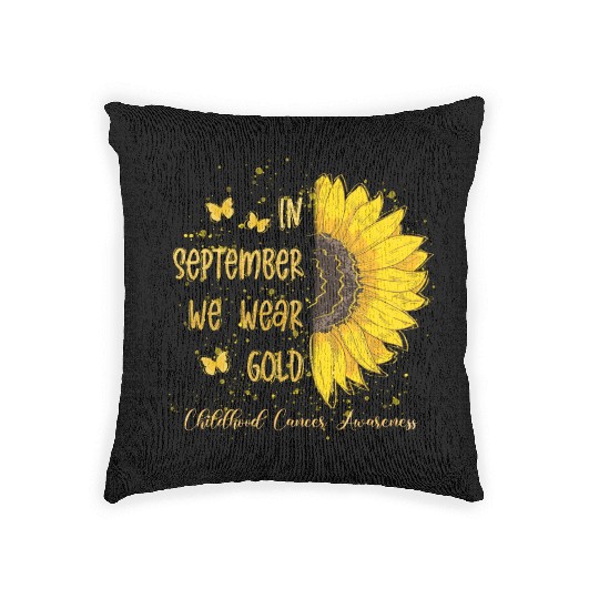 In September Wear Gold Sunflower Woven Pillows
