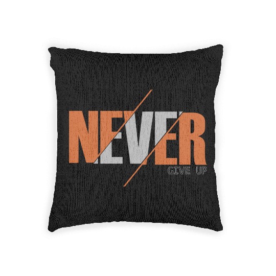 never give up Abstract experimental typography Woven Pillows
