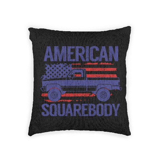 Classic C10 American Square Body Truck USA Flag Woven Pillows
