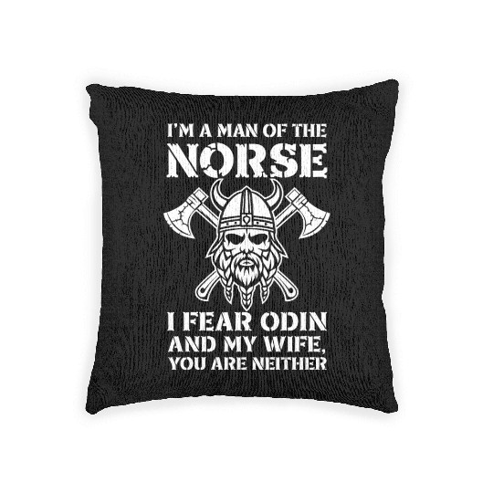 Norse Viking Warrior Fearless Humor with Axes Woven Pillows