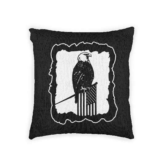 Framed Eagle On Flag Pole LIKE US ON FACEBOOK # Woven Pillows