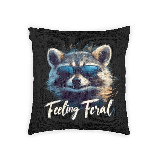 Feeling Feral Raccoon Woven Pillows