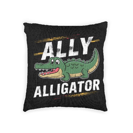 Funny Reptile Pride Month LGBT Ally Cute Alligator Woven Pillows