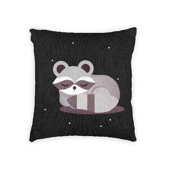 Minimalist raccoon animal illustration Woven Pillows