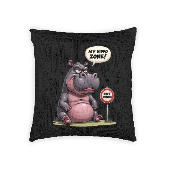 Grumpy? No, Just in My Hippo Zone! Woven Pillows