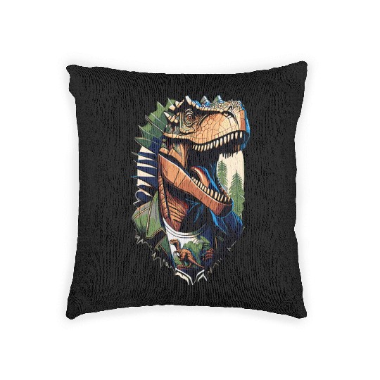 Tyrannosaurus style - Cool Raptor in Jacket Woven Pillows