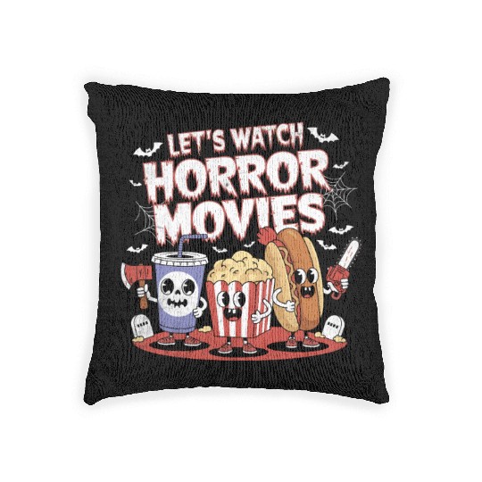 Let's Watch Horror Movies – Funny Halloween Woven Pillows