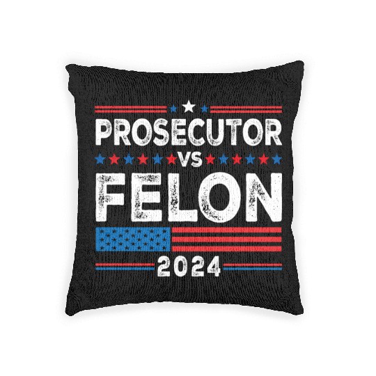 Funny Voting Election 2024 Prosecutor vs Felon Woven Pillows