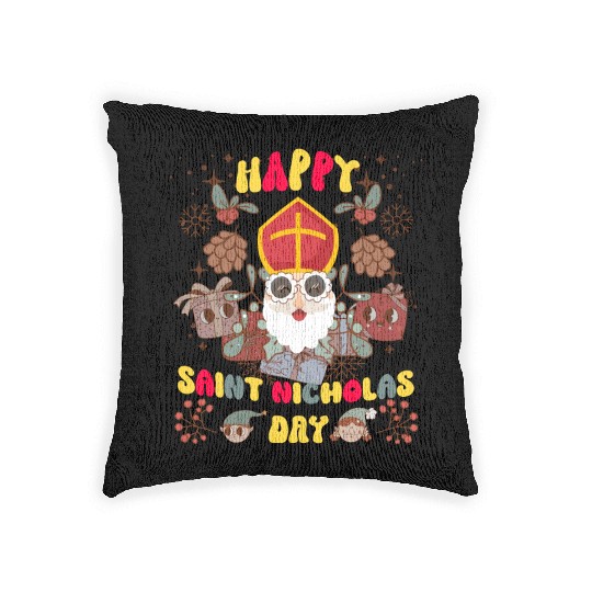 Groovy Saint Nicholas Day logo Woven Pillows