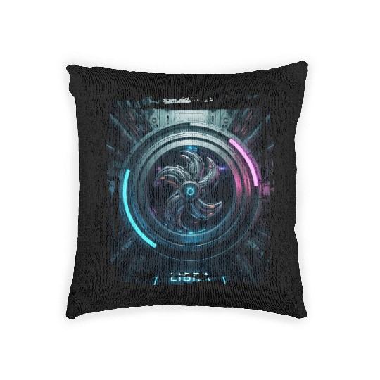 Zodiac sign Libra in cyberpunk era Future Woven Pillows