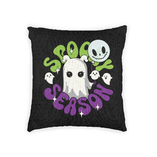 Halloween Ghosts Spooky Season Woven Pillows