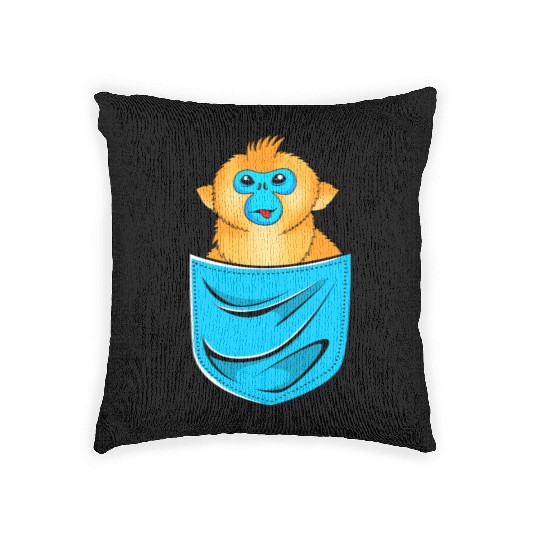 Cute Golden Snub Nosed Monkey In A Pocket Woven Pillows