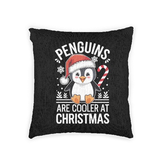 Penguins Are Cooler At Christmas Woven Pillows