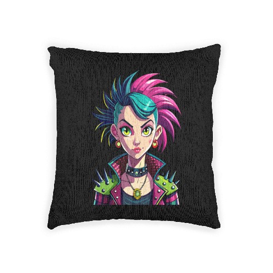 Vivid Punk Rebellion - Bold and Fearless Woven Pillows