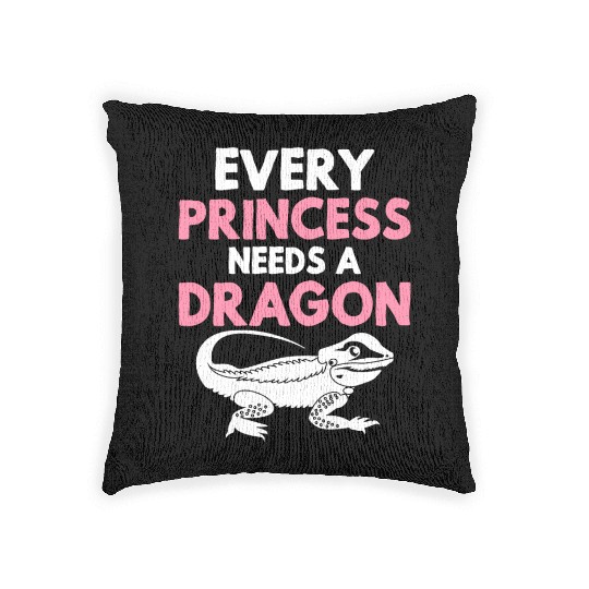 Bearded Dragon Lizard Lover Girl Princess Needs A Woven Pillows