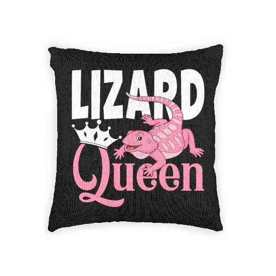 Bearded Dragon Lizard Lover Girl Lizard Queen Woven Pillows