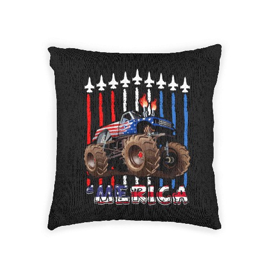 Merica Monster Truck US Flag Woven Pillows