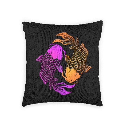 Japanese Koi Carp Fish Lover Two Koi Fishes Woven Pillows