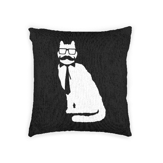 Nerd Cat Horn-rimmed Glasses Geek Smart Kitten Fun Woven Pillows