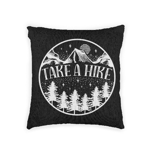 Take A Hike Mountain Hiking Camping Outdoors Woven Pillows