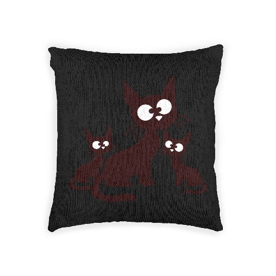 Crazy Cats Family Mom Dad 2 Small Cute Kids Babies Woven Pillows