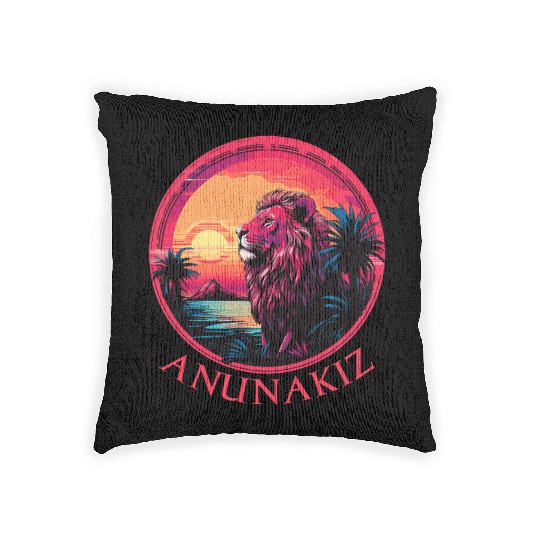 Anunakiz Lion of Ishtar’s Horizon Woven Pillows