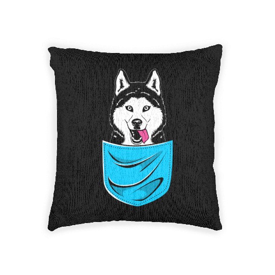Cute Siberian Husky Dog Lover Husky In A Pocket Woven Pillows