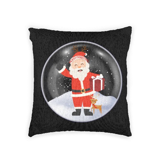 Santa’s Joy: Christmas Snow Globe Woven Pillows