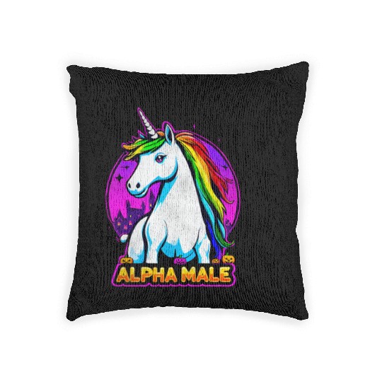 Alpha male LGBT unicorn Halloween Neon Colors Woven Pillows